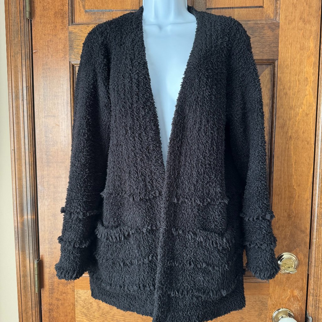 #2 Barefoot Dreams Cozy Chic Black Open Cardigan Small